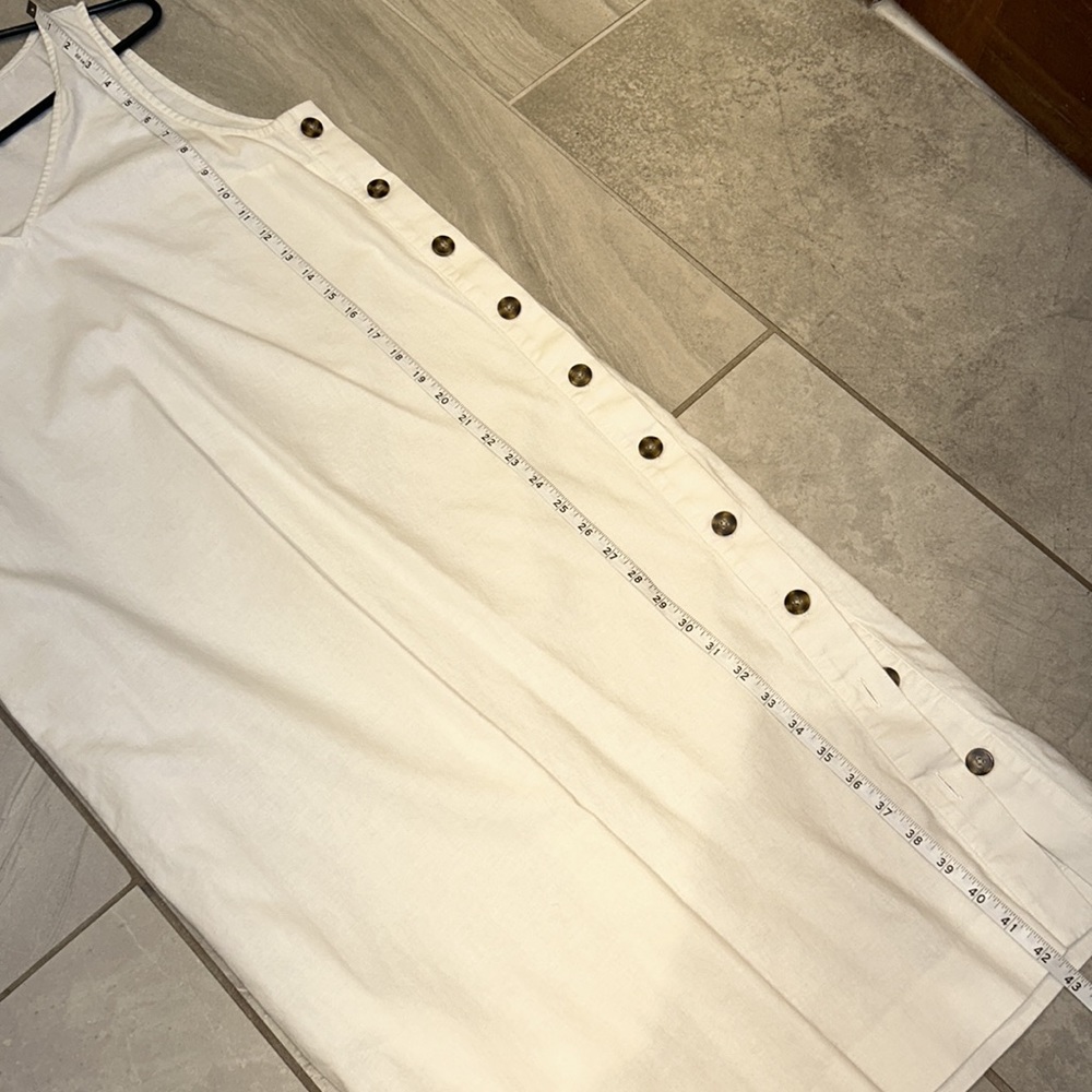 Madewell linen-cotton side-button off white cream midi dress medium - Picture 8 of 8